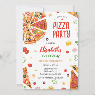 Pizza Party Birthday Invitation