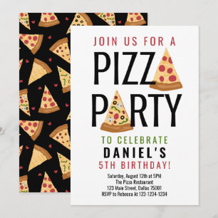Pizza Party Birthday Invitation