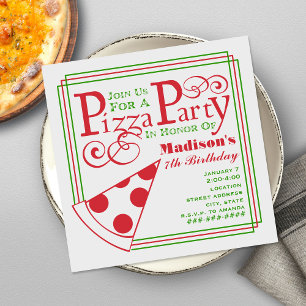 Pizza Party Birthday Invitation