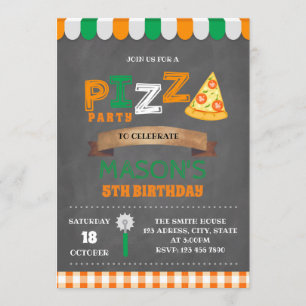 Pizza party birthday invitation