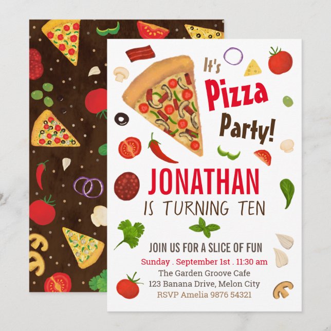 Pizza Party | Birthday Invitation (Front/Back)