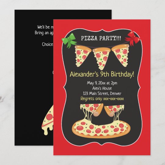 Pizza Party Birthday Invitation Any Age Zazzle Co Uk