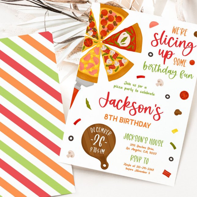 Pizza Party Birthday Invitation, Editable Snack Invitation (Creator Uploaded)