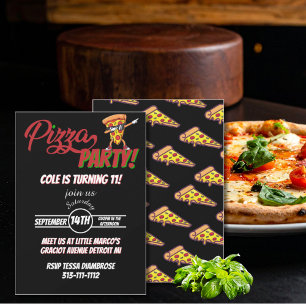 Pizza Party Birthday Invitation   Fun Slice Theme 