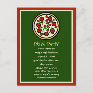 Pizza Party Birthday Invitation Postcard