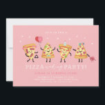 Pizza Party Birthday Invite Girls Cute Pizza Party<br><div class="desc">This beautifully designed birthday invite features cute dancing pizza slices. Perfect for your son’s or daughter’s themed birthday party. Fully customisable,  suitable for any age. 🤩 Editable templates from Motif Visuals Design. Making buying more enjoyable and convenient 🤗</div>