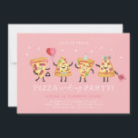 Pizza Party Birthday Invite Girls Cute Pizza Party<br><div class="desc">This beautifully designed birthday invite features cute dancing pizza slices. Perfect for your son’s or daughter’s themed birthday party. Fully customisable,  suitable for any age. 🤩 Editable templates from Motif Visuals Design. Making buying more enjoyable and convenient 🤗</div>