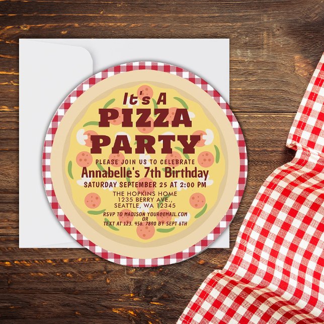 Pizza Party Birthday Kids Birthday Invitation (Creator Uploaded)