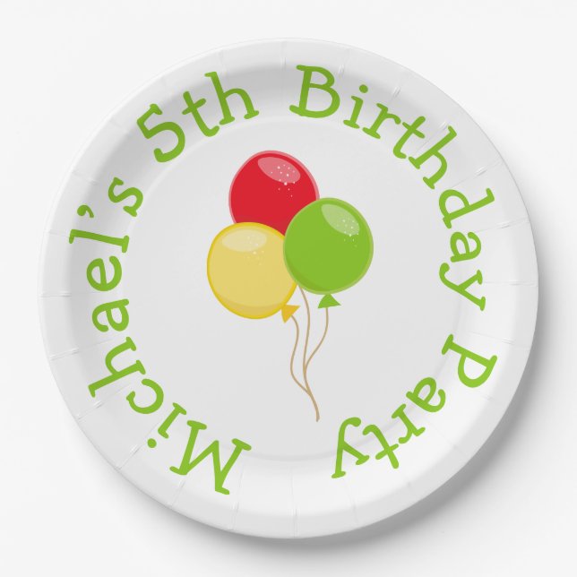 Pizza Party Birthday Paper Plate (Front)