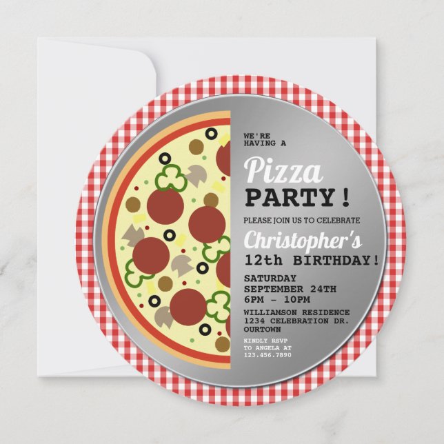 Pizza Party Birthday Party Invitation (Front)