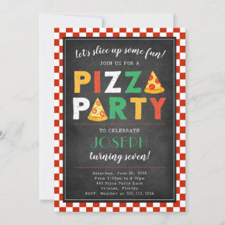 Pizza Party Birthday Party Invite