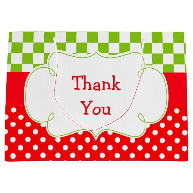 Pizza Party Birthday Party Thank You Large Gift Bag (Front)