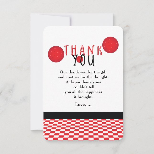 Pizza Party Birthday Pepperoni Thank You Card (Front)