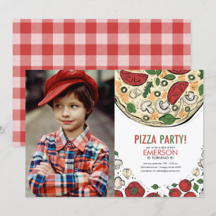 Pizza Party Birthday Photo Invitation
