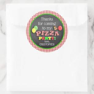 Pizza Party Birthday Thank You Classic Round Sticker