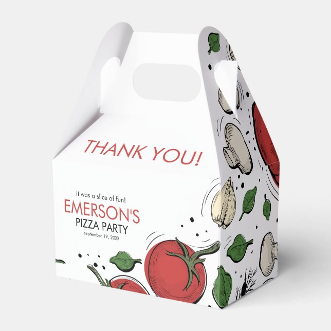 Pizza Party Birthday Thank You Favour Box (Front Side)