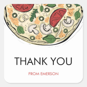 Pizza Party Birthday Thank You Sticker