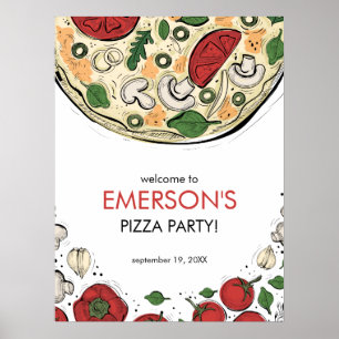 Pizza Party Birthday Welcome Poster