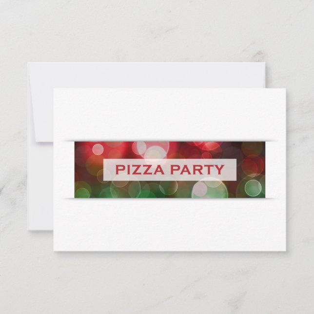 pizza party bokeh invitation (Front)