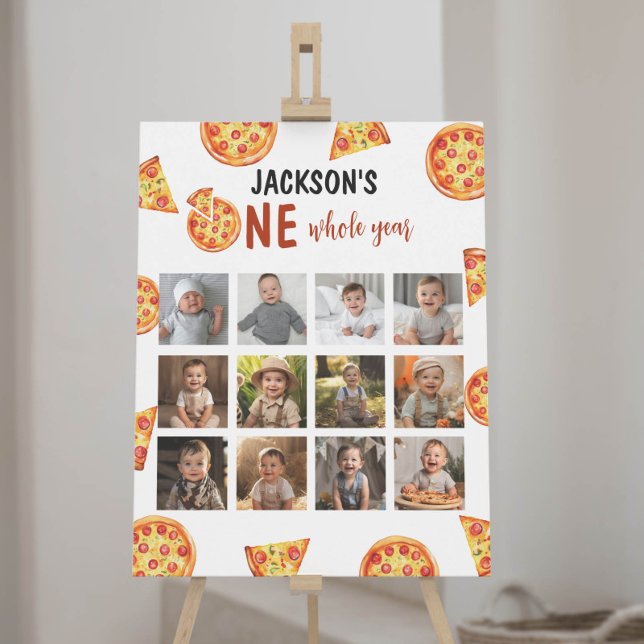 Pizza Party Boy Birthday Photo Milestone Sign (Creator Uploaded)