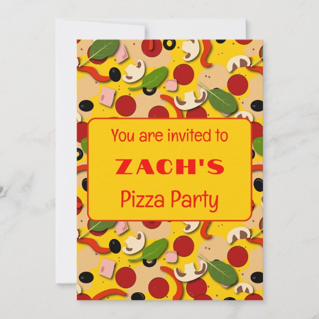 Pizza Party Cartoon  Invitation (Front)