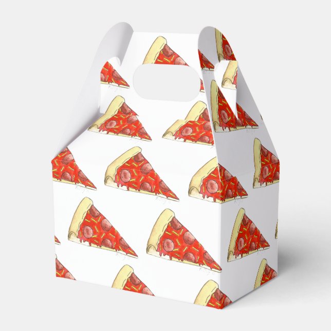 Pizza Party Cheese Pepperoni Pie Slice Pizzeria Favour Box (Front Side)