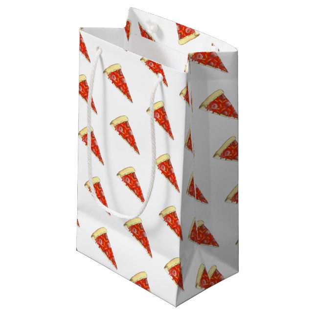 Pizza Party Cheese Pepperoni Pie Slice Pizzeria Small Gift Bag (Front Angled)