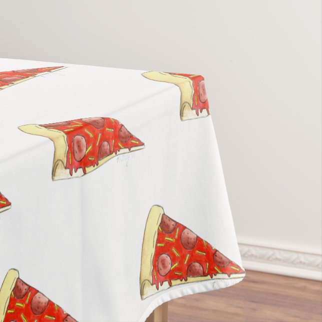 Pizza Party Cheese Pepperoni Pie Slice Pizzeria Tablecloth (In Situ)