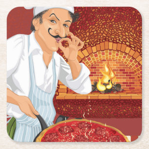 Pizza Party Chef Paper Coaster - SRF
