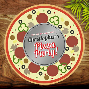 Pizza Party Favor Thank You Stickers