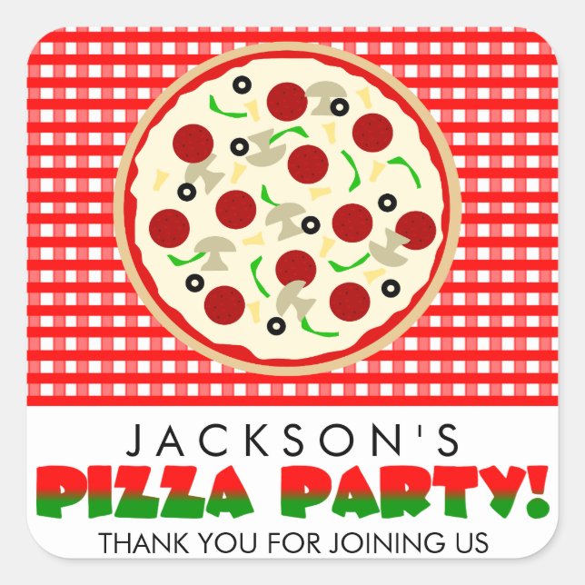 Pizza Party Favour Stickers (Front)