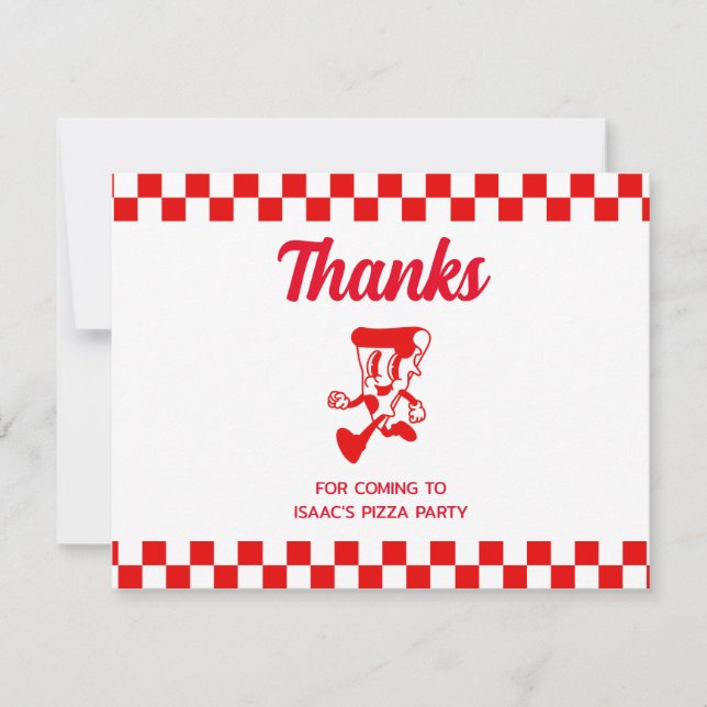 Pizza Party Flat Thank You Card (Front)