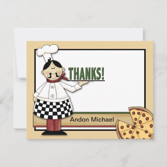 Pizza Party Flat Thank You Card (Front)