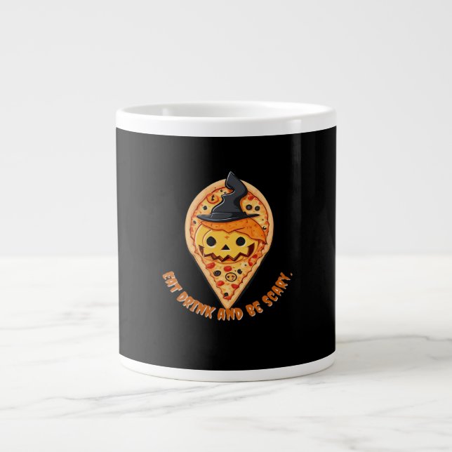 Pizza Party Halloween Pumpkin Witch Hat Essential Large Coffee Mug (Front)