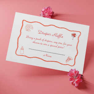 Pizza Party Hand drawn Italian Baby Shower Enclosure Card
