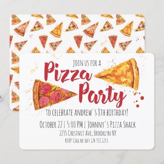 Pizza Party Invitation Zazzle Co Uk