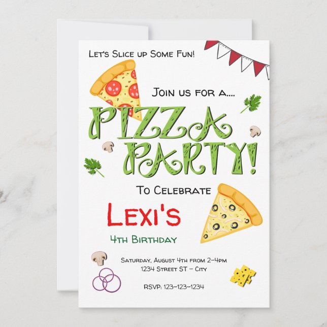 Pizza Party Invitation (Front)