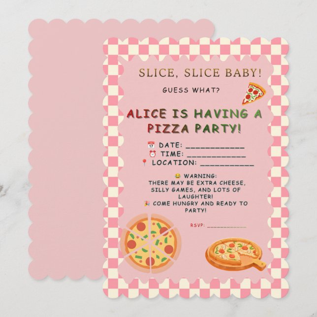 Pizza Party Invitation – Fun Slice‑Themed Design f (Front/Back)