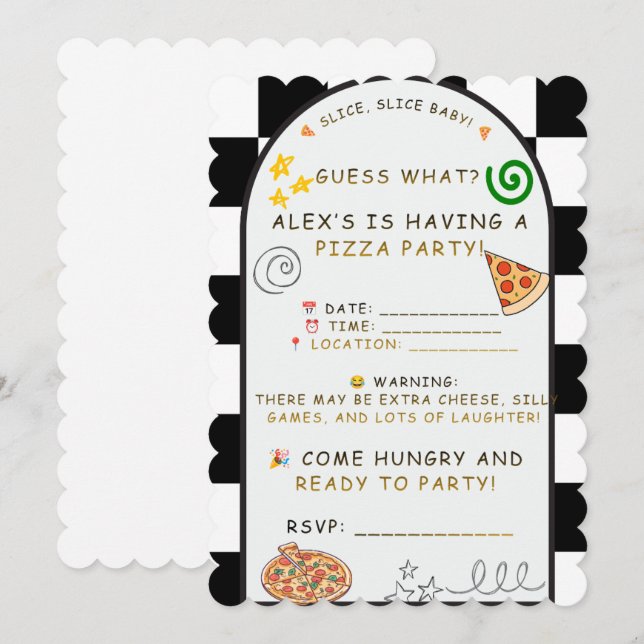 Pizza Party Invitation – Fun Slice‑Themed Design f (Front/Back)