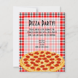 Pizza Party Invitation, Tablecloth Design Invitation