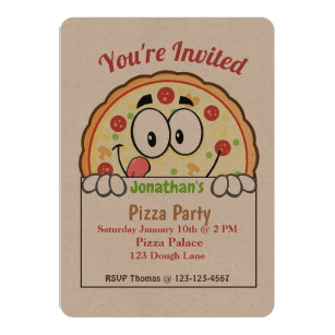 kids pizza party invitations announcements zazzle uk
