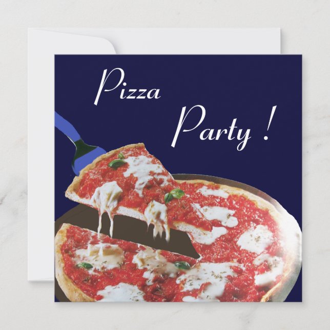 PIZZA PARTY, ITALIAN KITCHEN dinner, brunch,blue Invitation (Front)