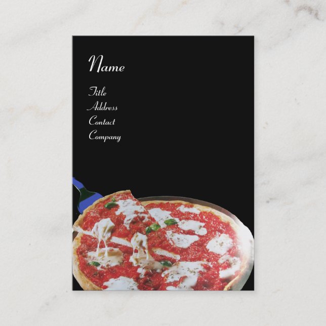 PIZZA PARTY ITALIAN KITCHEN, RESTAURANT ,black red Business Card (Front)