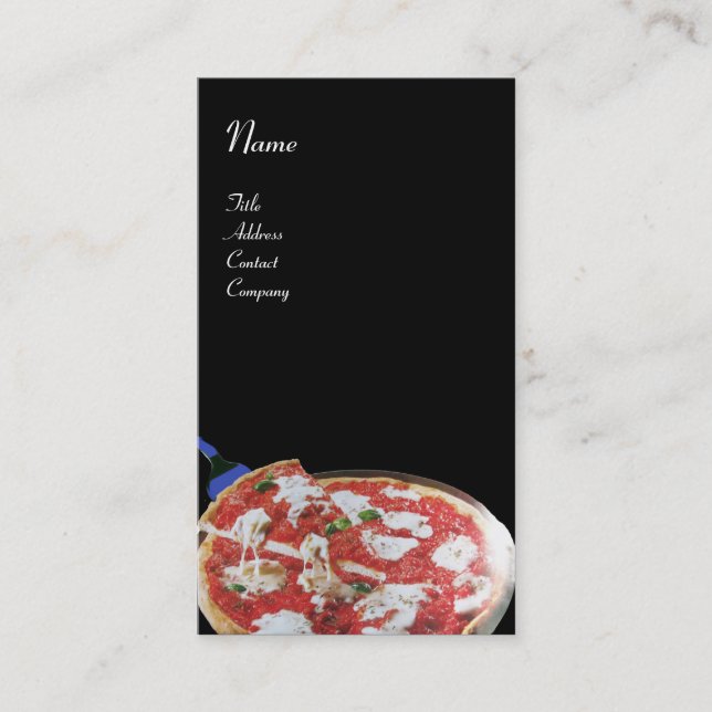 PIZZA PARTY ITALIAN KITCHEN, RESTAURANT ,black red Business Card (Front)