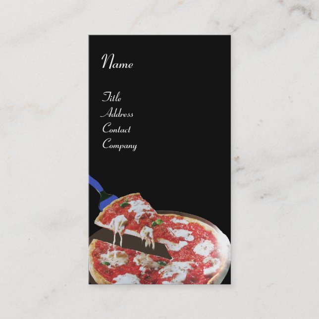 PIZZA PARTY ITALIAN KITCHEN, RESTAURANT ,black red Business Card (Front)