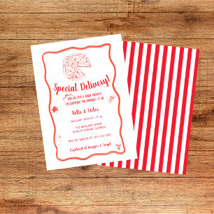 Pizza Party Italian Special Delivery Baby Shower Invitation