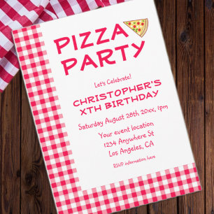 Pizza Party Kids Birthday Invitation