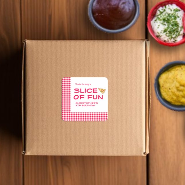 Pizza Party Kids Birthday Square Sticker (Creator Uploaded)