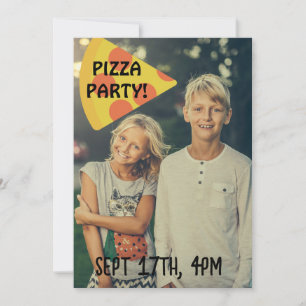 PIZZA PARTY KIDS PHOTO CUSTOM Invitations