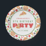 Pizza Party Modern Custom Age Kids Birthday Cute Paper Plate<br><div class="desc">Pizza Party Modern Custom Age Kids Birthday Cute Paper Plates</div>